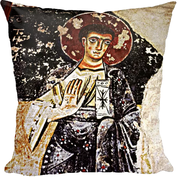 Fragment of fresco paintings of the apostles of the Orcau Castle in the first half