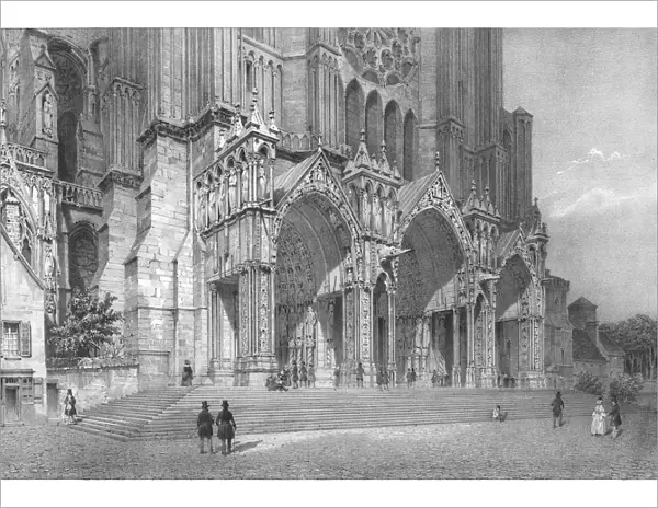 Chartres Cathedral, northern France, c1830s. Artists: Jean Jacottet, Philippe Benoist