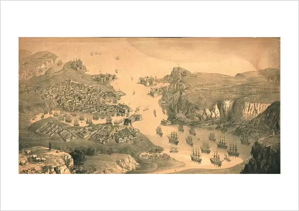 The town, forts and harbours of Sebastopol, 1854. Artist: Edmund Walker
