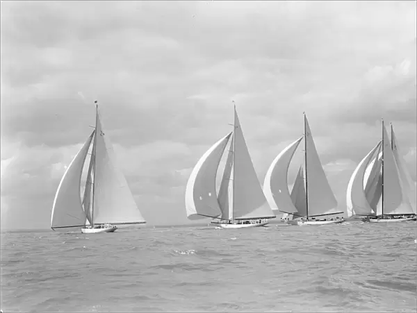 The Big Five J Class yachts racing downwind, 1934. Creator: Kirk & Sons of Cowes