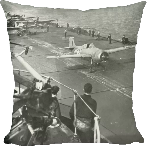 Fighter planes on board an aircraft carrier, Second World War, c1943. Creator: Unknown
