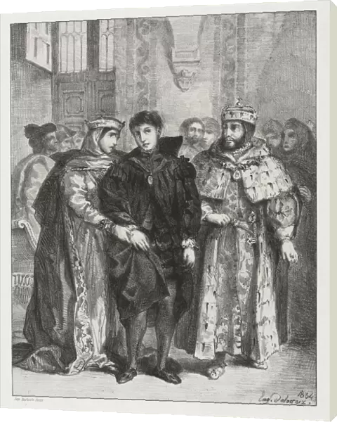 Hamlet: The Queen Endeavors to Console Hamlet, 1834. Creator: Eugene Delacroix (French