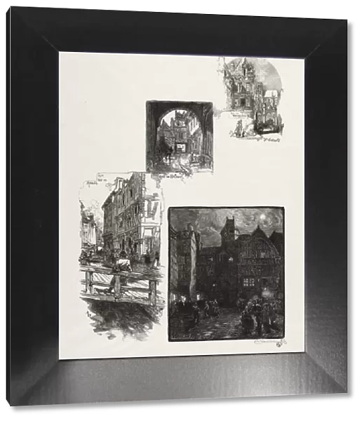 Rouen Illustre: Rue des Charretes; Rue de Halage; Rue Eau de Robec; Place des Arts, 1896