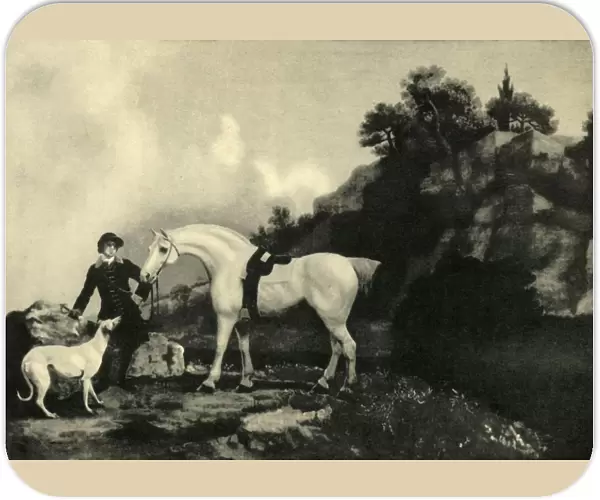 Gentleman Holding a White Horse, (1941). Creator: Unknown