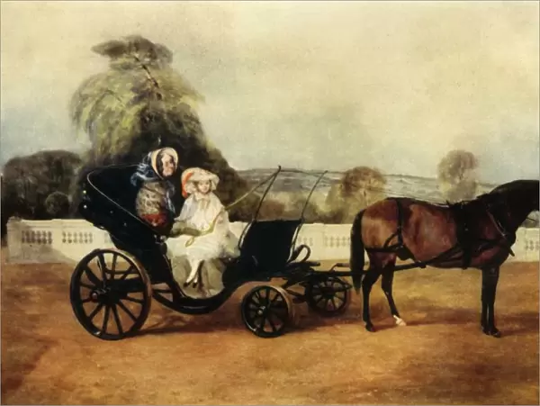 A Victorian Grandmother Driving in a Pony Carriage... early-mid 19th century, (1942)