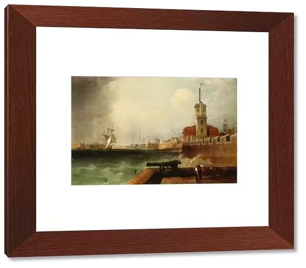 High tide below the Battery, Portsmouth Harbour, 1846, (1942). Creator: John Lynn