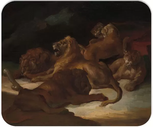 Lions in a Mountainous Landscape, ca. 1818-20. Creator: Theodore Gericault