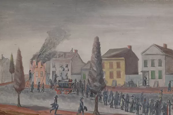 Fighting a Fire, 1870s. Creator: William P. Chappel