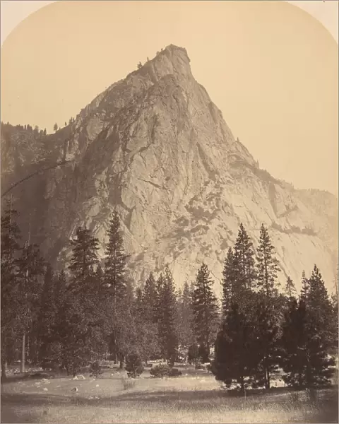 Three Brothers, Front View, 4480 Feet, 1861. Creator: Carleton Emmons Watkins