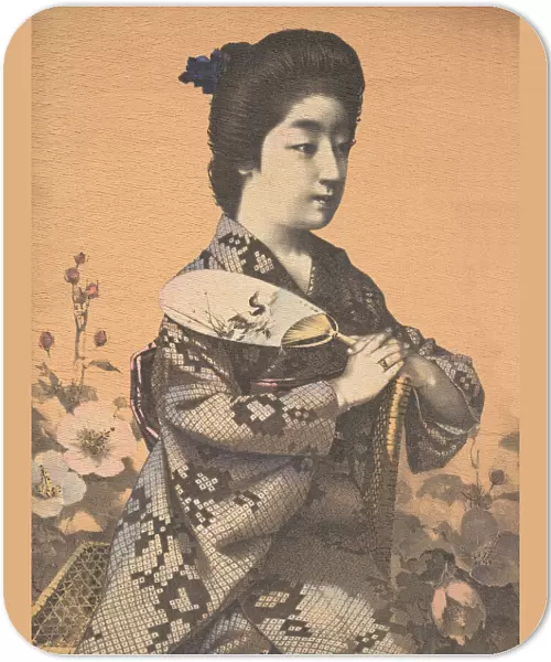 Girl Carrying a Round Paper Fan (Uchiwa), ca. 1900? Creators: Unknown, Hugechi