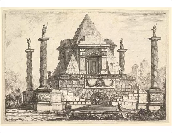Imaginary Architecture with Camel and Figures, after Della Bella, 18th century