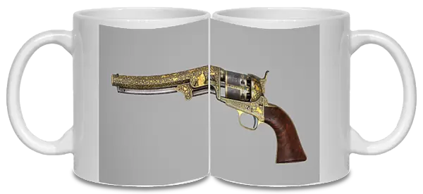 Gold-inlaid Colt Model 1851 Navy Revolver (serial no. 20133), with Case and Accessories