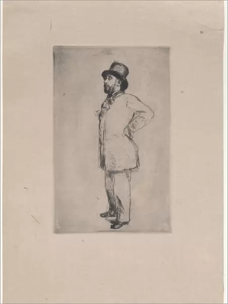 Portrait of Edgar Degas, wearing a hat, 1876. Creator: Marcellin-Gilbert Desboutin