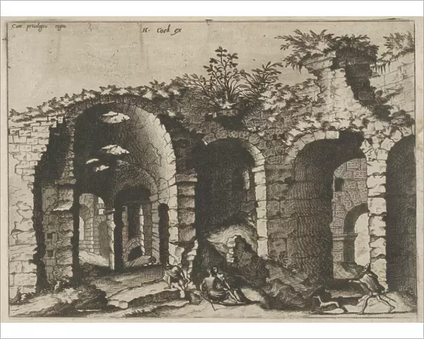 Ruins with Arched Vaults, from the series Roman Ruins and Buildings, 1562. Creators: Johannes van Doetecum I, Lucas van Doetecum