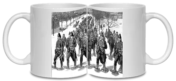 Returning from Snow-Shoe Drill; The Regiment of Canadian Artillery passing through the... Quebec. Creator: Unknown