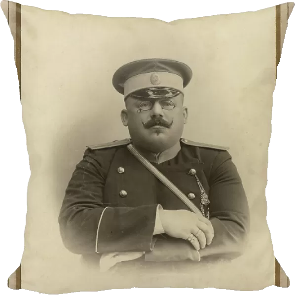 Firefighter A.F. Domishkevich in uniform, late 19th cent - early 20th cent. Creator: Til Serebrin