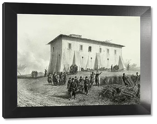 House of Six Green Shutters, from Souvenirs d'Italie: Expédition de Rome, 1858. Creator: Auguste Raffet