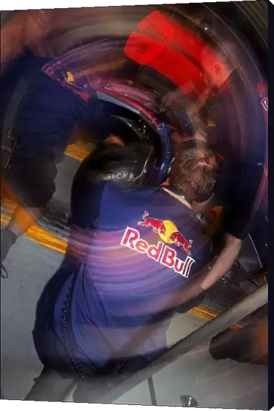 Formula One World Championship: The Red Bull Racing team practice pit stops