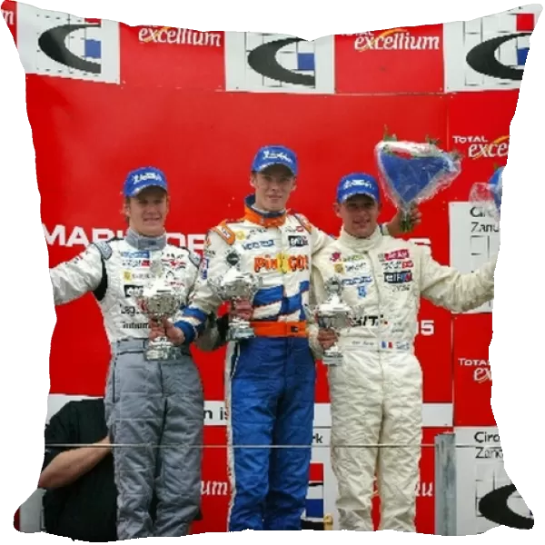 Formula Renault 2000: Race 1 podium: Carlo van Dam SG Formula 2nd, race winner Junior Strous Mr. Glow and Yann Clairay SG Formula 3rd