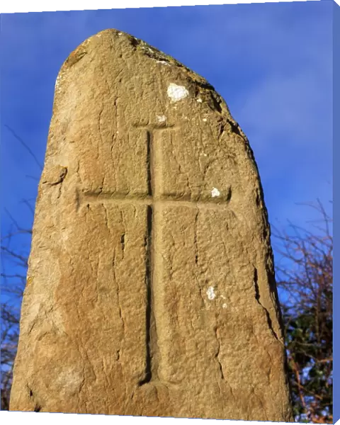 Cross Carved On A Standing Rock