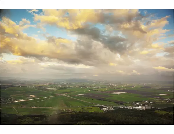 Mount Carmel With Glowing Clouds Over Jezreel Valley; Israel