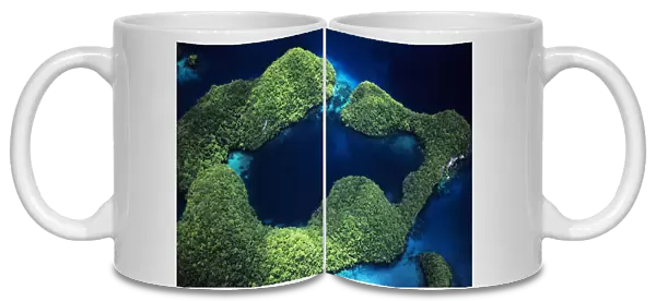 Micronesia, Palau, Aerial Of Rock Islands And Lagoon; Rock Islands