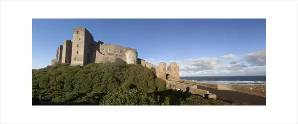 Bamburgh Castle Ruins Against A Blue Sky; Bamburgh Northumberland England