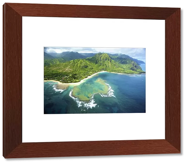 Aerial View Of The Coastline Of An Hawaiian Island; Na Pali Coast Of Kauai, Hawaii, United States Of America