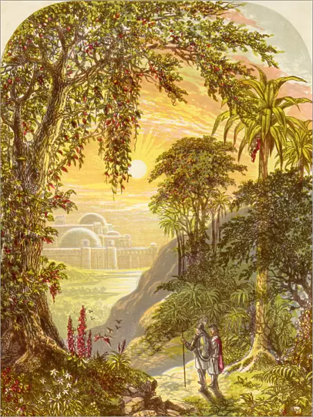 Christian And Hopeful In The Land Of Beulah. Illustration By A. f. lydon. From The Book The Pilgrims Progress By John Bunyan Published C. 1880