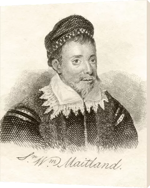 William Maitland 1528-1573 Called Secretary Lethington Scottish Statesman From The Book Crabbs Historical Dictionary Published 1825
