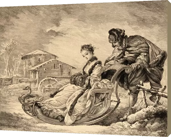 Winter Amusement By E. Champollion After Boucher, Engraved By A. Quantin