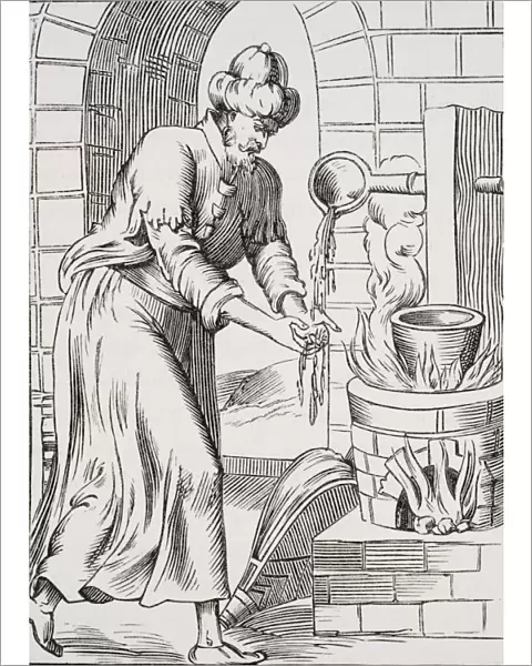 The Gipsy Who Used To Wash His Hands In Molten Lead. Facsimile Of A Woodcut In The Histoires Merveillesuses
