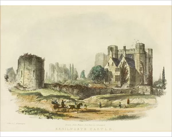 Kenilworth Castle, 5 Miles North East Of Leamington, Warwickshire, England. 19Th Century Print Drawn From Nature And On Stone By J. Brandard