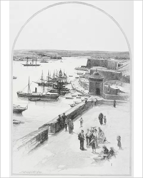 The Top Of The Grand Harbour, Valletta, Malta, By Charles William Wyllie (1859-1923) From The Picturesque Mediterranean Circa 1890