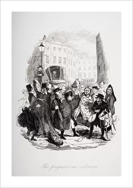 The Pugnacious Cabman. Illustration From The Charles Dickens Novel The Pickwick Papers By Robert Seymour, 1800-1836