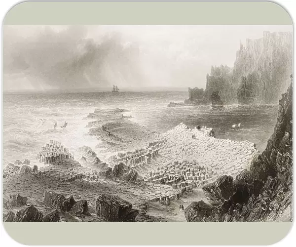 The Giants Causeway From Above, County Antrim, Ireland. Drawn By W. H. Bartlett, Engraved By S. Bradshaw. From 'The Scenery And Antiquities Of Ireland'By N. P. Willis And J. Stirling Coyne. Illustrated From Drawings By W. H. Bartlett. Published London C. 1841