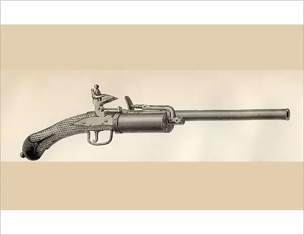 Snaphaunce Revolver Circa 1640 From The National Encyclopaedia Published By William Mackenzie London Late 19Th Century