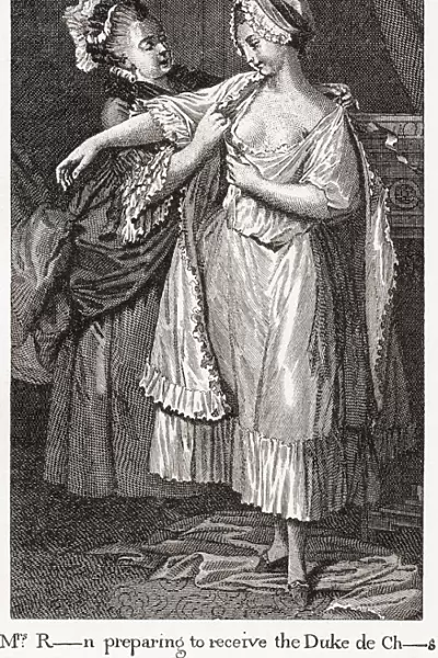 A Contemporary Print Depicting Mary Robinson Mistress Of George Iv. The Caption Suggests She Is Getting Ready To Receive The Duke Of Chartres. Mary Robinson, N