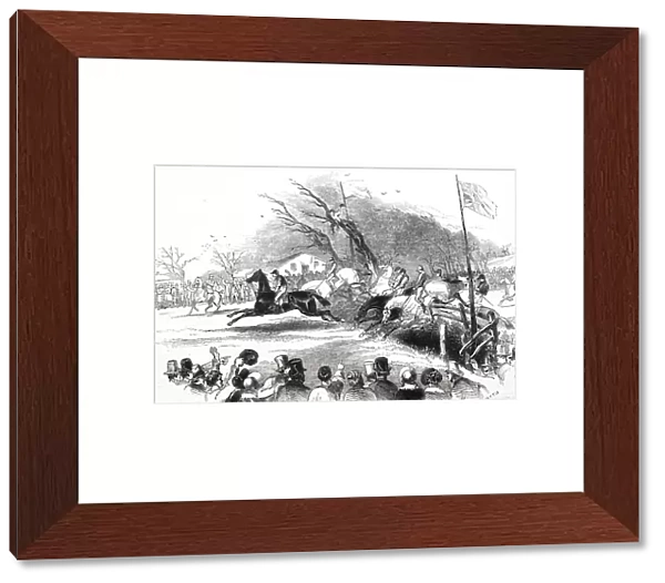 Illustration depicting the 1836 Grand Liverpool Steeplechase, 19th century