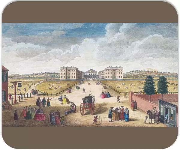 A view of the Foundling Hospital, London. After an engraving dated 1751, published by Robert Sayer, later colourization; Artwork
