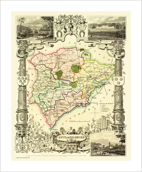 Old County Map of Rutlandshire 1836 by Thomas Moule