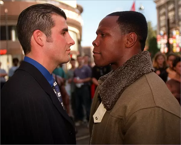 Joe Calzaghe and Chris Eubank Boxing October 1997 after announcing date for WBO