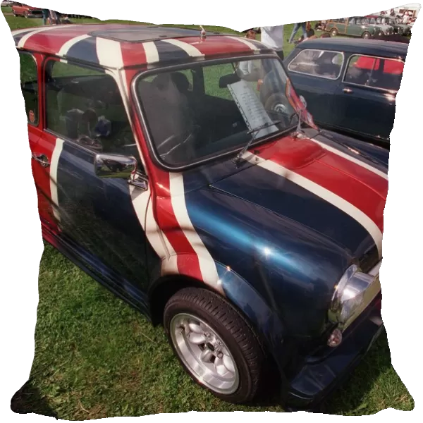 Mini painted with Union Jack flag, pictured at Silverstone as part of the Mini 40th