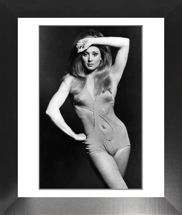 Framed Print : Print of a woman wearing a lilac bikini with cross-over panels Framed Print : Print of a woman wearing a lilac bikini with cross-over panels