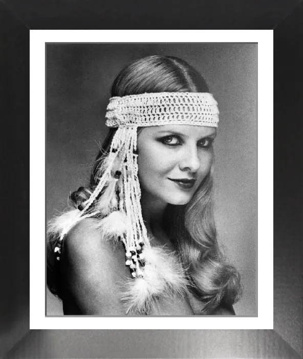 Framed Print : A black or white headband with multi-coloured beads, available as a print Framed Print : A black or white headband with multi-coloured beads, available as a print
