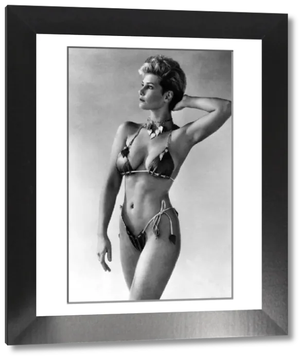 Framed Print : Fashion Print: A Janet Reger Beachwear Design