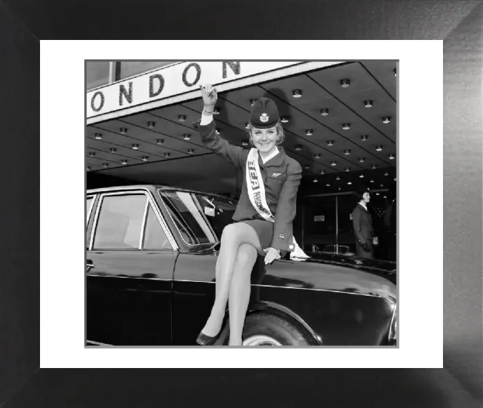 Framed Print : Black and white print of a young woman holding car keys Framed Print : Black and white print of a young woman holding car keys