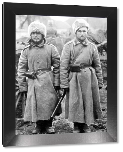 Two Russian Siberian troopers in their winter clothes during fighting on the Eastern