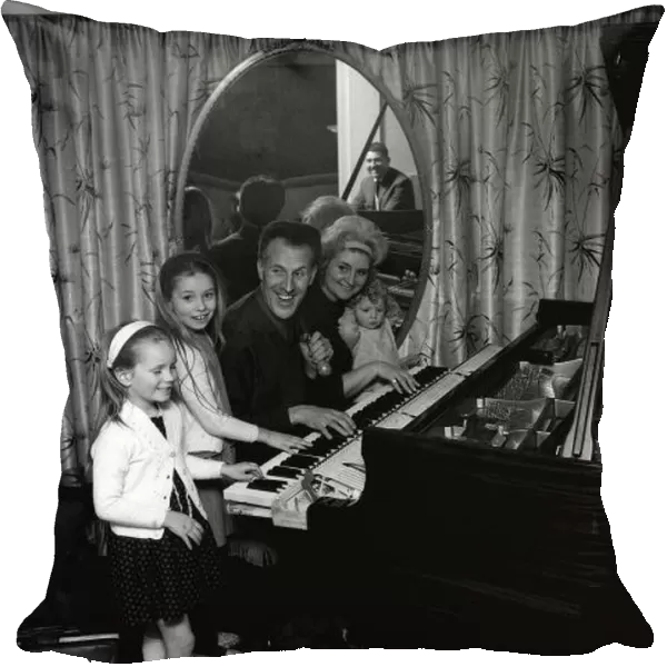 Bruce Forsyth with Family 1964 Comedian with wife and children playing at piano