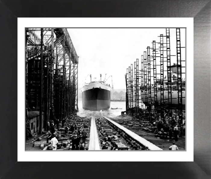 Framed Print : Neptune Shipyard Print: Swan Hunter Launch Framed Print : Neptune Shipyard Print: Swan Hunter Launch
